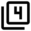 Numeric 4 box multiple outline icon